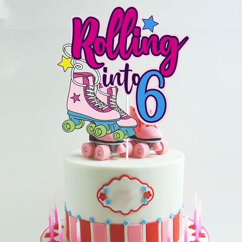 Rolling into 10 Cake Topper Roller Skate Happy 10th Birthday Cake Topper 10 Ten Years Old Colorful Rolling Retro Girl Club Hip Hop Theme Party Cake Decoration Supplies for Kids Girls in Saudi Arabia
