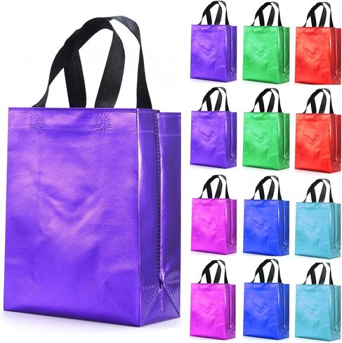 LOOKSGO 12PCS Mix Color Gift Bags Non-woven Reusable Bags for Party Favor Birthday Bags Size 8 X 4 X 10 in Saudi Arabia
