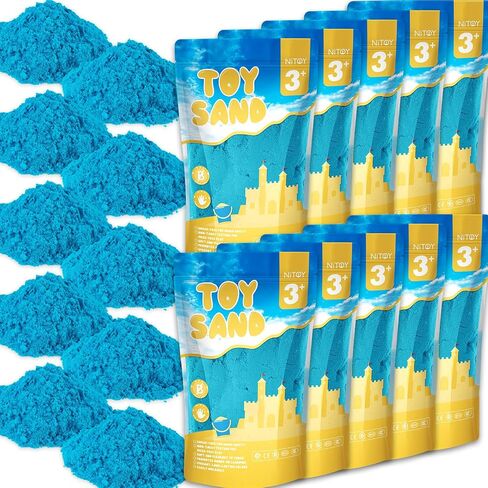 NiToy Toy Sand 19lb 10 Colors Moldable Sensory Sand for Kids Sandbox, Eco-Friendly Non-Toxic Self-Sticking Formula that Never Dries Out for Mess-Free Creative Play Ages 3 and Up in Saudi Arabia