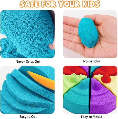 NiToy Toy Sand 19lb 10 Colors Moldable Sensory Sand for Kids Sandbox, Eco-Friendly Non-Toxic Self-Sticking Formula that Never Dries Out for Mess-Free Creative Play Ages 3 and Up in Saudi Arabia