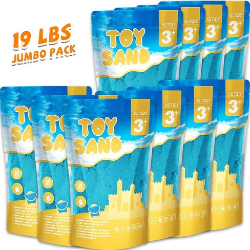 NiToy Toy Sand 19lb 10 Colors Moldable Sensory Sand for Kids Sandbox, Eco-Friendly Non-Toxic Self-Sticking Formula that Never Dries Out for Mess-Free Creative Play Ages 3 and Up in Saudi Arabia