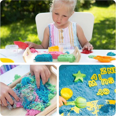 NiToy Toy Sand 19lb 10 Colors Moldable Sensory Sand for Kids Sandbox, Eco-Friendly Non-Toxic Self-Sticking Formula that Never Dries Out for Mess-Free Creative Play Ages 3 and Up in Saudi Arabia