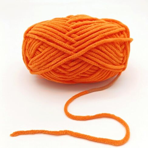 Super Bulky Chenille Yarn for Crocheting - Soft and Plush 2 Skeins 264 Yards 2x100g - Baby Blanket Yarn for Knitting, Crocheting, Crafts & Amigurumi Yarn (316 - Orange) in Saudi Arabia