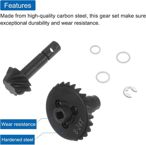 uxcell Steel Diff Gear Steel, 24T 8T Helical Gear RC Car, 2 Sets for SCX10 in Kuwait
