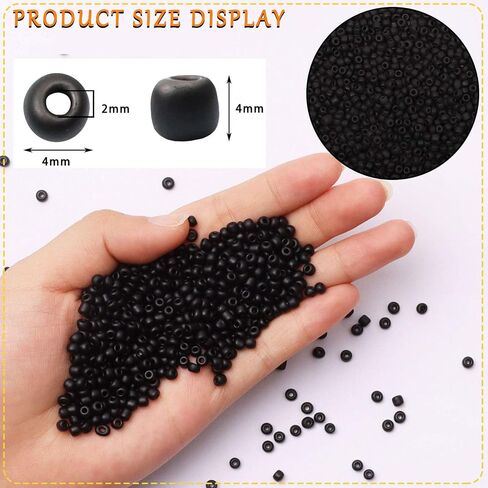 2000pcs Glass Seed Beads Bulk,4mm 6/0 Craft Seed Beads Small Pony Beads for DIY Craft Projects Bracelets Necklace Jewelry Making - Black Waist Beads Spacer Beads with Tweezers in Saudi Arabia