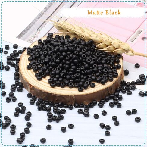 2000pcs Glass Seed Beads Bulk,4mm 6/0 Craft Seed Beads Small Pony Beads for DIY Craft Projects Bracelets Necklace Jewelry Making - Black Waist Beads Spacer Beads with Tweezers in Saudi Arabia