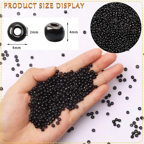 2000pcs Glass Seed Beads Bulk,4mm 6/0 Craft Seed Beads Small Pony Beads for DIY Craft Projects Bracelets Necklace Jewelry Making - Black Waist Beads Spacer Beads with Tweezers in Saudi Arabia