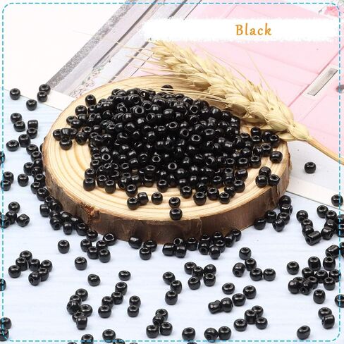 2000pcs Glass Seed Beads Bulk,4mm 6/0 Craft Seed Beads Small Pony Beads for DIY Craft Projects Bracelets Necklace Jewelry Making - Black Waist Beads Spacer Beads with Tweezers in Saudi Arabia
