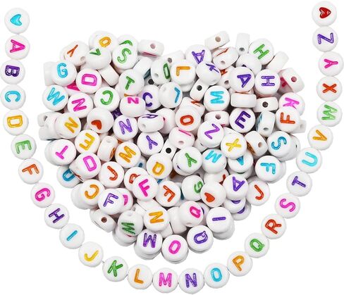 1000pcs Round Letter Beads 5 Colors Acrylic Alphabet Beads for Jewelry Making DIY Necklace Bracelet (Size 7x4mm) in Saudi Arabia