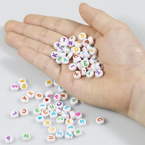 1000pcs Round Letter Beads 5 Colors Acrylic Alphabet Beads for Jewelry Making DIY Necklace Bracelet (Size 7x4mm) in Saudi Arabia