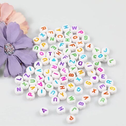 1000pcs Round Letter Beads 5 Colors Acrylic Alphabet Beads for Jewelry Making DIY Necklace Bracelet (Size 7x4mm) in Saudi Arabia