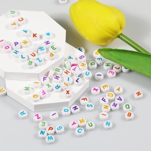 1000pcs Round Letter Beads 5 Colors Acrylic Alphabet Beads for Jewelry Making DIY Necklace Bracelet (Size 7x4mm) in Saudi Arabia