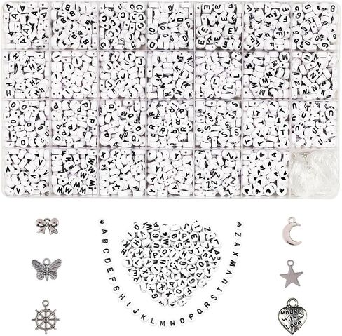 1000pcs Round Letter Beads 5 Colors Acrylic Alphabet Beads for Jewelry Making DIY Necklace Bracelet (Size 7x4mm) in Saudi Arabia