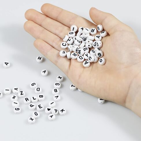 1000pcs Round Letter Beads 5 Colors Acrylic Alphabet Beads for Jewelry Making DIY Necklace Bracelet (Size 7x4mm) in Saudi Arabia