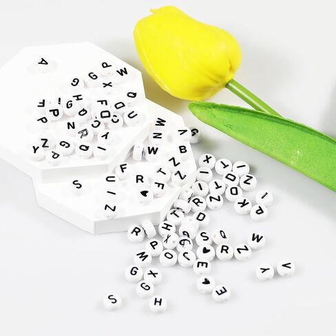 1000pcs Round Letter Beads 5 Colors Acrylic Alphabet Beads for Jewelry Making DIY Necklace Bracelet (Size 7x4mm) in Saudi Arabia