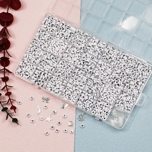 1000pcs Round Letter Beads 5 Colors Acrylic Alphabet Beads for Jewelry Making DIY Necklace Bracelet (Size 7x4mm) in Saudi Arabia
