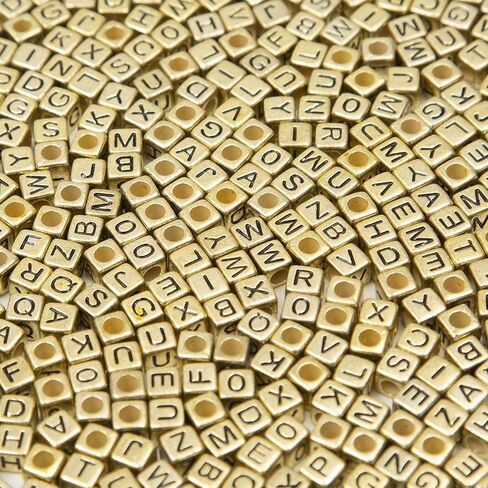 1000Pcs Letter Beads Gold Letter Beads Acrylic Alphabet Letter A-Z Cube Beads for Jewelry Making Friendship Bracelets (Cube Gold) in Saudi Arabia