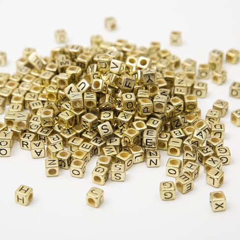 1000Pcs Letter Beads Gold Letter Beads Acrylic Alphabet Letter A-Z Cube Beads for Jewelry Making Friendship Bracelets (Cube Gold) in Saudi Arabia