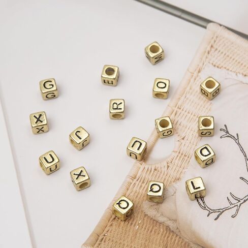 1000Pcs Letter Beads Gold Letter Beads Acrylic Alphabet Letter A-Z Cube Beads for Jewelry Making Friendship Bracelets (Cube Gold) in Saudi Arabia