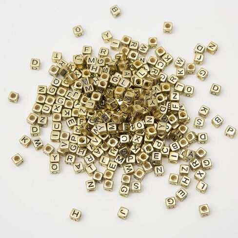1000Pcs Letter Beads Gold Letter Beads Acrylic Alphabet Letter A-Z Cube Beads for Jewelry Making Friendship Bracelets (Cube Gold) in Saudi Arabia