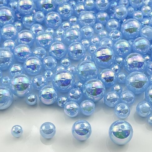 200g Pearl Beads 6mm 8mm 10mm 12mm Pearl Craft Beads Pearls Round Bulk Pearls for Bracelet Necklace Jewelry Making DIY Sewing Crafts Home Decoration Vase Filler(Light Purple AB) in Kuwait