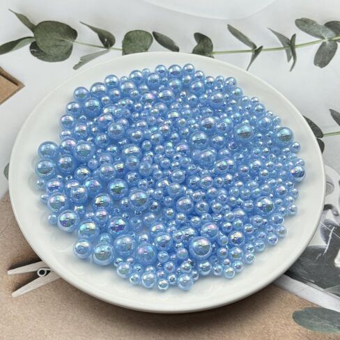 200g Pearl Beads 6mm 8mm 10mm 12mm Pearl Craft Beads Pearls Round Bulk Pearls for Bracelet Necklace Jewelry Making DIY Sewing Crafts Home Decoration Vase Filler(Light Purple AB) in Kuwait