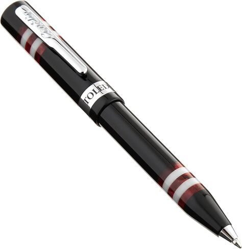 Conklin Toledo Ballpoint Pen in Black with Burgundy and White Ring Segments - Luxury Pen with Glossy Resin Body - Great Gift for Pen Enthusiasts in Kuwait