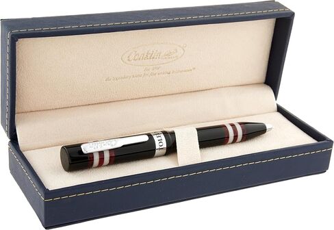 Conklin Toledo Ballpoint Pen in Black with Burgundy and White Ring Segments - Luxury Pen with Glossy Resin Body - Great Gift for Pen Enthusiasts in Kuwait