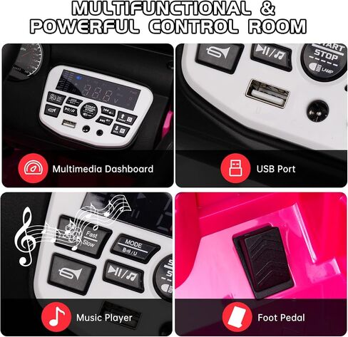 2-Seater Ride On Truck Car, 12V Electric Car for Kids Battery Powered Car w/Parent Remote Control, Safety Belt, Mp3 Player, Led Lights, Jeeps Car for Kids Girls, Pink in Saudi Arabia