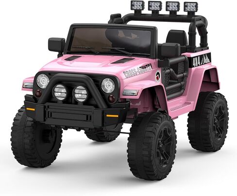 2-Seater Ride On Truck Car, 12V Electric Car for Kids Battery Powered Car w/Parent Remote Control, Safety Belt, Mp3 Player, Led Lights, Jeeps Car for Kids Girls, Pink in Saudi Arabia
