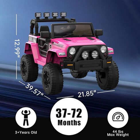 2-Seater Ride On Truck Car, 12V Electric Car for Kids Battery Powered Car w/Parent Remote Control, Safety Belt, Mp3 Player, Led Lights, Jeeps Car for Kids Girls, Pink in Saudi Arabia