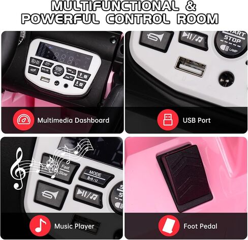 2-Seater Ride On Truck Car, 12V Electric Car for Kids Battery Powered Car w/Parent Remote Control, Safety Belt, Mp3 Player, Led Lights, Jeeps Car for Kids Girls, Pink in Saudi Arabia