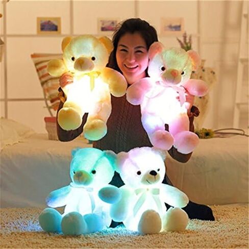 دمية دب مبتكر مضيء LED حثي على شكل حيوانات محشوة من القطيفة، لعبة دب متوهجة ملونة، 50.8 سم (أزرق) in Kuwait