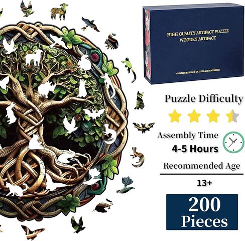 Wooden Puzzles for Adults, 200 Pieces Tree of Life Puzzle Uniquely Irregular Animal Shaped Wooden Jigsaw Puzzles, Creative Gift for Teenagers and Adults in Saudi Arabia