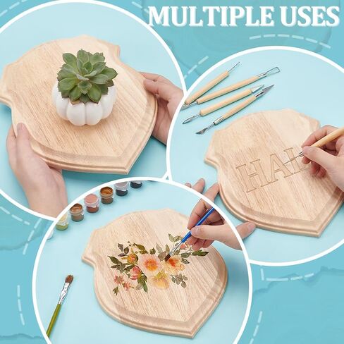 FINGERINSPIRE Unfinished Wooden Plaque Natural Wood Plaque 9.8x7.87x0.7inch Shield Shaped Wood Decoration Plaque Burlywood Jewerlry Display Pedestal Blank Signboards for DIY Projects Home Wall Decor in Saudi Arabia