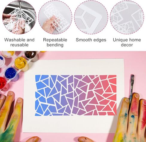 24Pcs Stencils for Painting, Geometric Pattern Stencils for Crafts Reusable, Wall Stencils for Painting Patterns, Spray Paint Layering Stencils for Painting On Wood(2 Size) in Kuwait