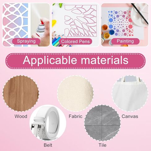 24Pcs Stencils for Painting, Geometric Pattern Stencils for Crafts Reusable, Wall Stencils for Painting Patterns, Spray Paint Layering Stencils for Painting On Wood(2 Size) in Kuwait