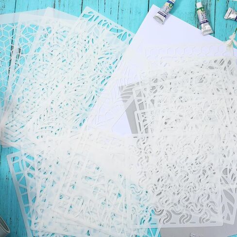 24Pcs Stencils for Painting, Geometric Pattern Stencils for Crafts Reusable, Wall Stencils for Painting Patterns, Spray Paint Layering Stencils for Painting On Wood(2 Size) in Kuwait