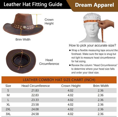 Leather Cowboy Hat for Men Women Western Australian Outback Hat with Shapeable Wide Brim, Aussie Style Leather Hat in Saudi Arabia