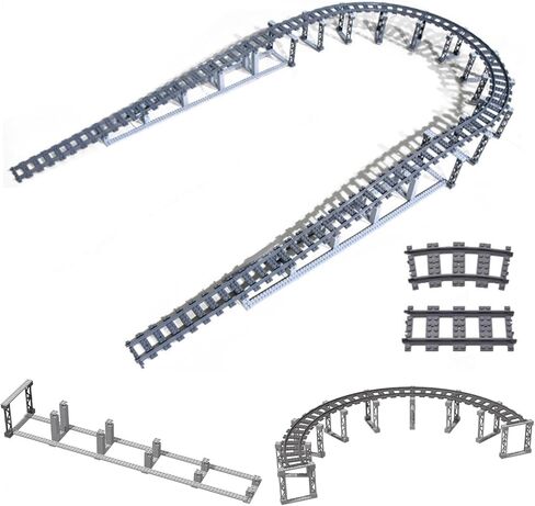 Finger Rock City Train Tracks Building Block Set, 212 Pcs Flexible Rails Train Track Railroad Expansion Accessory Set for Kids, Uphill and Downhill, Straight Curved Tracks in Saudi Arabia