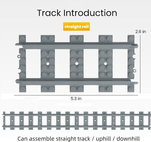 Finger Rock City Train Tracks Building Block Set, 212 Pcs Flexible Rails Train Track Railroad Expansion Accessory Set for Kids, Uphill and Downhill, Straight Curved Tracks in Saudi Arabia