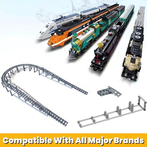 Finger Rock City Train Tracks Building Block Set, 212 Pcs Flexible Rails Train Track Railroad Expansion Accessory Set for Kids, Uphill and Downhill, Straight Curved Tracks in Saudi Arabia