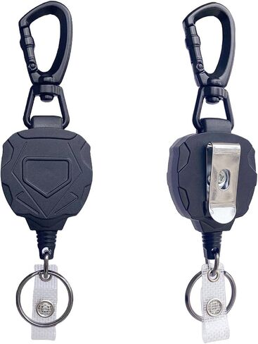 1 Pack Retractable Keychain Heavy Duty Badge Holders with 3pcs Wirerope Key Ring Belt Clip 31.5" Steel Retractable Cord ic Badge Reel Carabiner 8.0 oz in Saudi Arabia