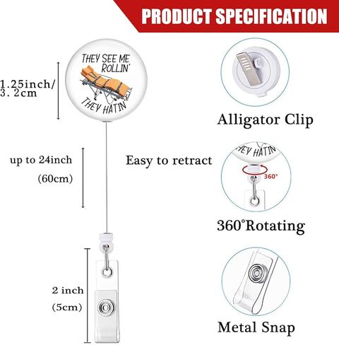شارة بكرة قابلة للسحب مع مشبك التمساح المستجيب الأول حامل شارة الإسعاف للمسعف EMT عامل المكتب الطبي اسم معرف ديكور in Kuwait