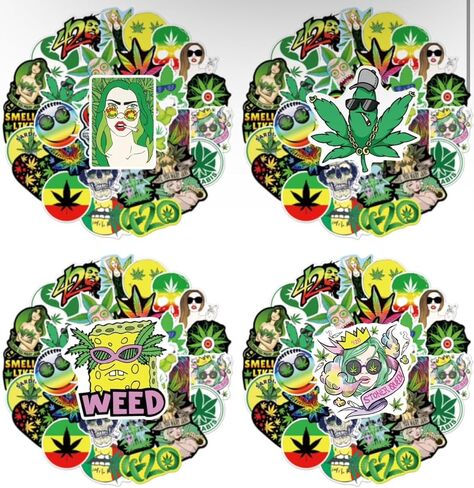 ملصقات FCL Weed، 50 قطعة من ملصقات الفينيل المقاومة للماء للبالغين لأجهزة الكمبيوتر المحمول، وزجاجات المياه، وممتص الصدمات، والكمبيوتر، والهاتف، والملصقات والشارات، أخضر/أسود/أصفر/أحمر in Saudi Arabia