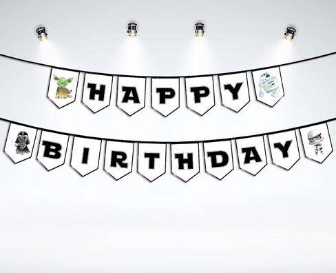Star and Wars Birthday Banner for Kids Teens Adults, Mandalorian Birthday Decorations, Universe Wars Backdrop for Boys Birthday Party Supplies, Yoda Themed Banner for Baby Boys Kids Bday Party in Saudi Arabia