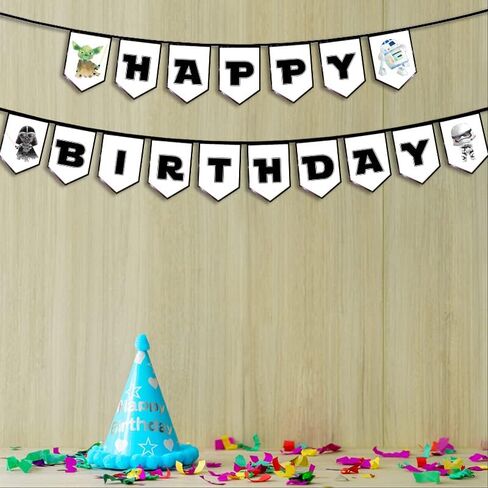 Star and Wars Birthday Banner for Kids Teens Adults, Mandalorian Birthday Decorations, Universe Wars Backdrop for Boys Birthday Party Supplies, Yoda Themed Banner for Baby Boys Kids Bday Party in Saudi Arabia