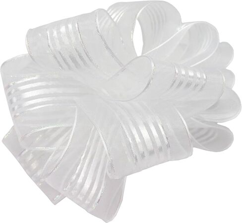 Offray Veronica Satin Edge Sheer Craft Ribbon, 5/8-Inch Wide by 25-Yard Spool, White/Silver in Saudi Arabia