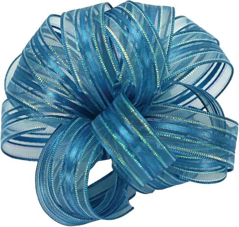 Offray Veronica Satin Edge Sheer Craft Ribbon, 5/8-Inch Wide by 25-Yard Spool, White/Silver in Saudi Arabia