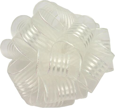 Offray Veronica Satin Edge Sheer Craft Ribbon, 5/8-Inch Wide by 25-Yard Spool, White/Silver in Saudi Arabia